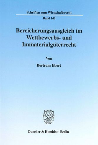 Cover for Ebert · Bereicherungsausgleich im Wettbew (Book) (2001)