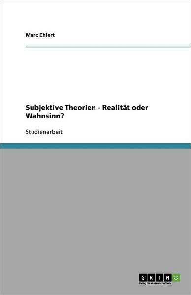 Cover for Ehlert · Subjektive Theorien - Realität o (Bog) [German edition] (2011)
