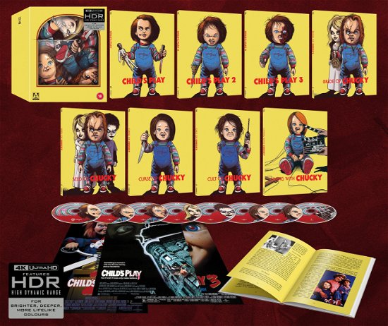 Cover for Childs Play 1 to 3 / Bride / Seed / Curse / Cult Of Chucky / Living With Chucky Limited Edition 4K (4K UHD Blu-ray) [Limited edition] (2023)
