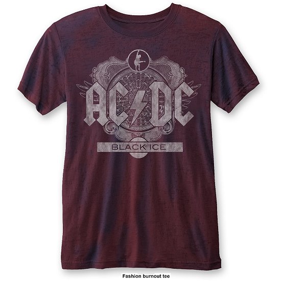 AC/DC Unisex Burn Out T-Shirt: Black Ice - AC/DC - Produtos - Perryscope - 5055979981213 - 