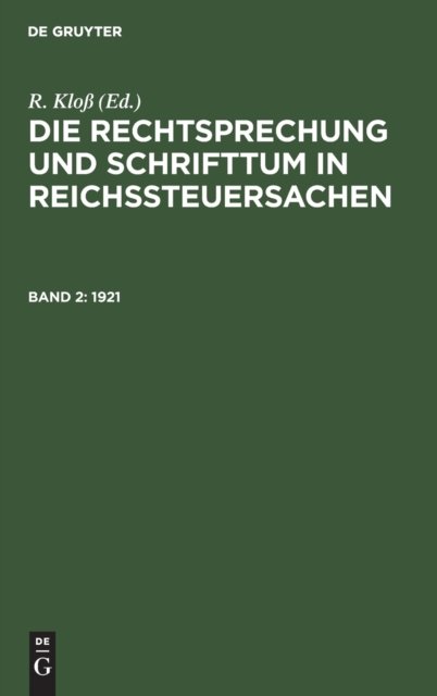 1921 - No Contributor - Books - de Gruyter - 9783112368213 - December 31, 1921