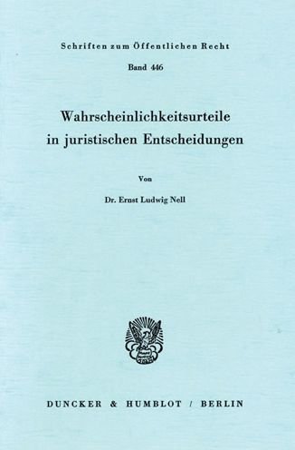 Cover for Nell · Wahrscheinlichkeitsurteile in juri (Book) (1983)