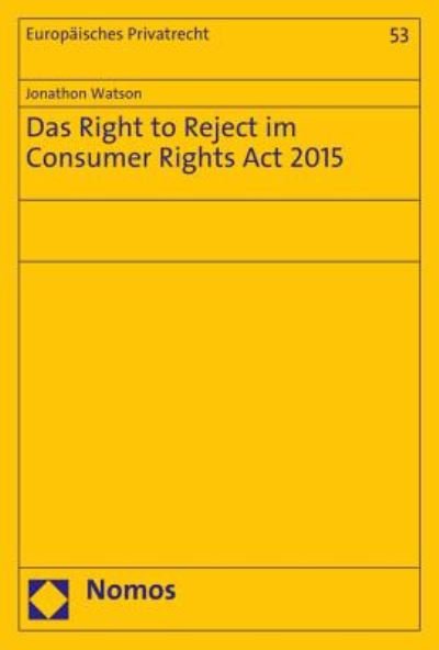 Cover for Watson · Das Right to Reject im Consumer (Bok) (2018)
