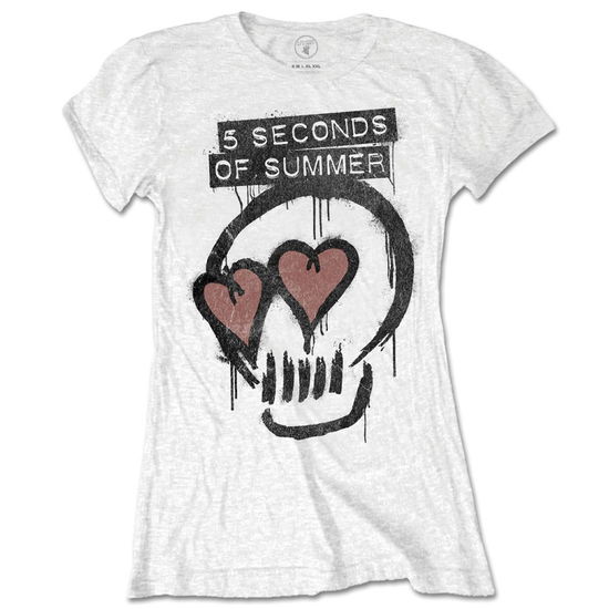 5 Seconds of Summer Ladies T-Shirt: Heart Skull - 5 Seconds of Summer - Produtos - Unlicensed - 5055979971214 - 12 de dezembro de 2016