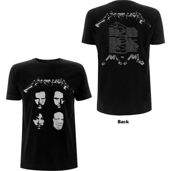 Metallica Unisex T-Shirt: 4 Faces (Back Print) - Metallica - Merchandise - PHD - 5056187742214 - August 6, 2021