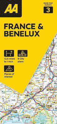Cover for AA Road Map France &amp; Benelux - AA Road Map Europe Series (Map) [New edition] (2024)