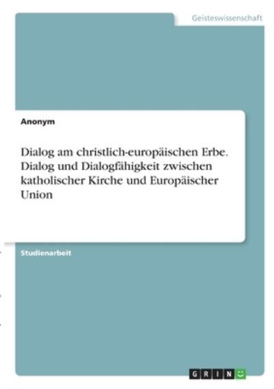 Cover for Anonym · Dialog am christlich-europäische (N/A)