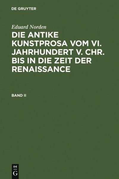 Cover for Norden · Die antike Kunstprosa.02 (Bog) (1995)