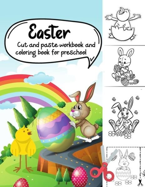 Cover for Matdart Us Art · Easter Cut and Paste Workbook &amp; Coloring Book for Preschool: A fun easter activity book for 2 + year old kids. Gift for Preschoolers &amp; Toddlers to improve scissor skills (Pocketbok) (2021)