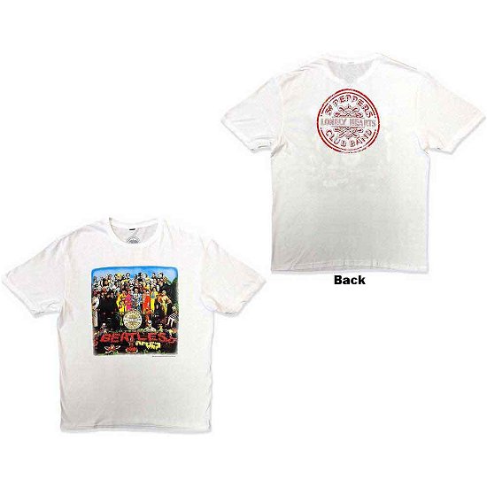 Cover for The Beatles · The Beatles Unisex T-Shirt: Sgt Pepper (Back Print) (T-shirt) [size S] [White - Unisex edition]
