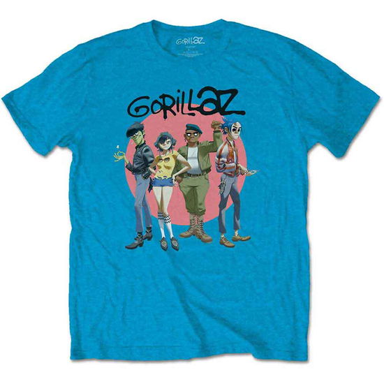 Gorillaz Unisex T-Shirt: Group Circle Rise - Gorillaz - Gadżety -  - 5056561009216 - 