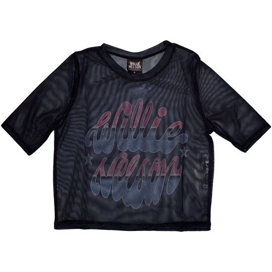 Willie Nelson Ladies Crop Top: Americana (Mesh) - Willie Nelson - Merchandise -  - 5056821086216 - December 6, 2024