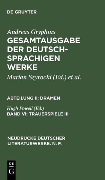 Cover for Gryphius · Gesamtausgabe.06 (Book) (1999)