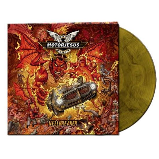 Cover for Motorjesus · Hellbreaker (Orange / Black Marbled Viynl) (LP) [Coloured edition] (2021)