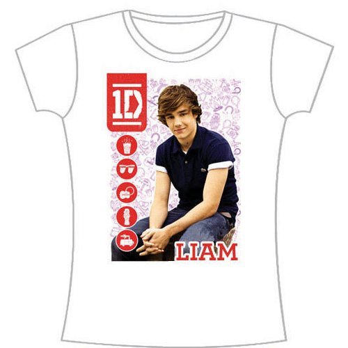 Cover for One Direction · One Direction Ladies T-Shirt: 1D Liam Symbol Field (Skinny Fit) (T-shirt) [size S] [White - Ladies edition]