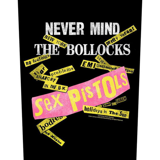 The Sex Pistols Back Patch: Never Mind the Bollocks Album Tracks Black - Sex Pistols - The - Merchandise - PHD - 5055339794217 - August 19, 2019