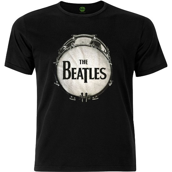 The Beatles Unisex T-Shirt: Drum Black Caviar (Embellished) - The Beatles - Produtos - Apple Corps - Apparel - 5056170600217 - 