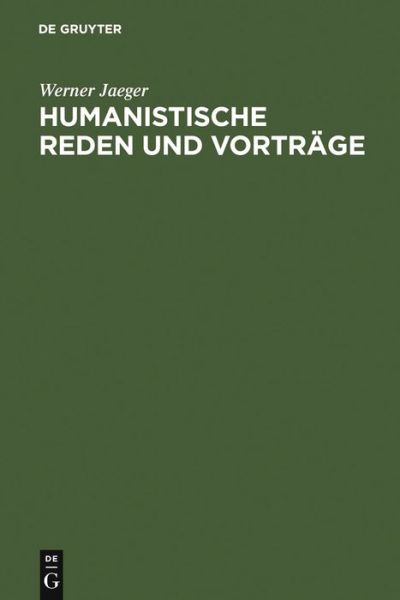 Cover for Jaeger · Humanistische Reden und Vorträge (Book) (1960)