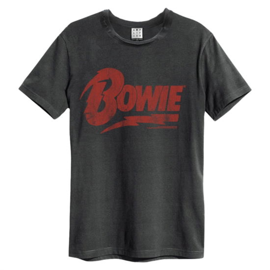 David Bowie - Logo Amplified Small Vintage Charcoal T Shirt - David Bowie - Produtos - AMPLIFIED - 5054488090218 - 
