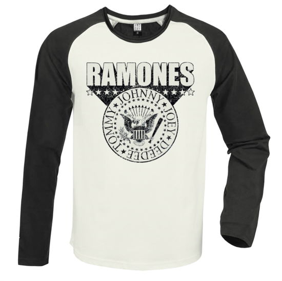 Ramones · Ramones 3D Crest Vintage White / Charcoal Small Baseball Jersey (T-shirt) (2024)