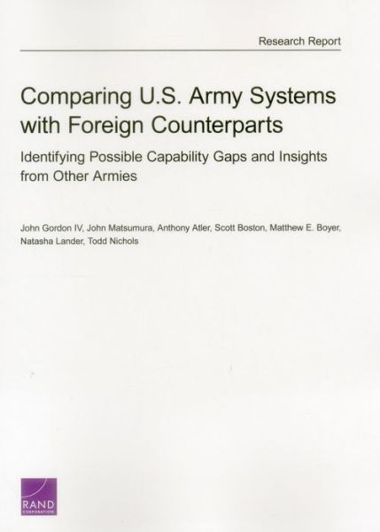 Cover for John Gordon · Comparing U.S. Army Systems with Foreign Counterparts: Identifying Possible Capability Gaps and Insights from Other Armies (Paperback Book) (2015)