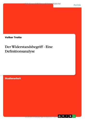 Cover for Trotte · Der Widerstandsbegriff - Eine De (Book) [German edition] (2011)