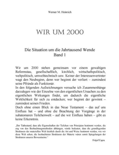 Cover for Werner M. Heinrich · Wir Um 2000 -  Band 1 (Paperback Book) [German edition] (2015)