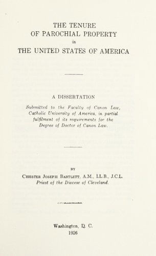 Cover for Bartlett · The Tenure of Parochial Property in the United States of America - CUA Studies in Canon Law (Gebundenes Buch) (2013)