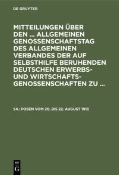 Cover for No Contributor · Posen vom 20. bis 22. August 1913 (Hardcover Book) (2013)