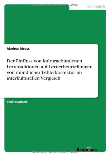 Cover for Mross · Der Einfluss von kulturgebundenen (Paperback Book) [German edition] (2012)