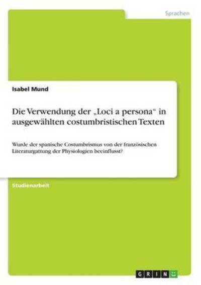 Cover for Mund · Die Verwendung der &quot;Loci a persona (Book) (2016)