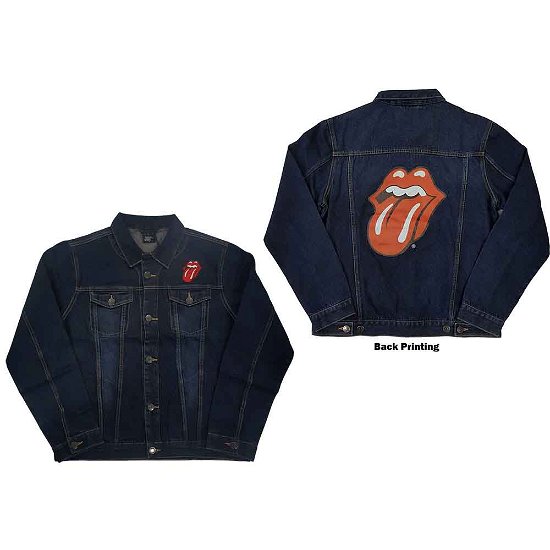 The Rolling Stones Unisex Denim Jacket: Classic Tongue (Back Print) - The Rolling Stones - Merchandise -  - 5056368612220 - 