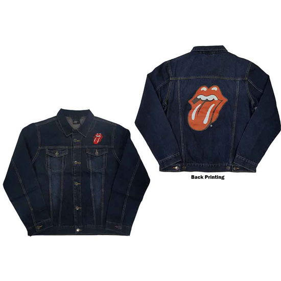 The Rolling Stones Unisex Denim Jacket: Classic Tongue (Back Print) - The Rolling Stones - Merchandise -  - 5056368612220 - 