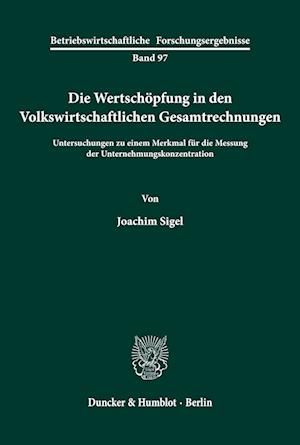 Cover for Sigel · Die Wertschöpfung in den Volkswir (Book) (1990)