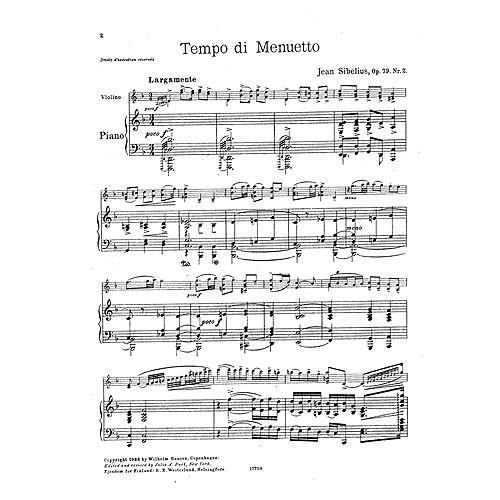 Cover for Jean Sibelius · Jean Sibelius: Six Pieces Op.79 No.2 'tempo Di Minuetto' (Partitur) (2015)