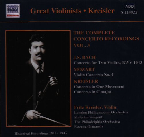 Cover for Kreisler,fritz / Sargent / Ormandy · BACH.MOZART.KREISLER:Violin Co (CD) (2000)
