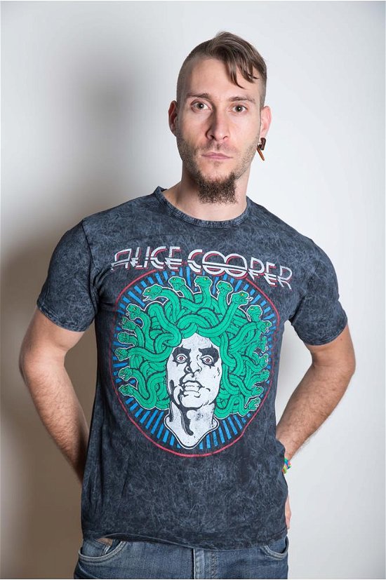 Alice Cooper Unisex T-Shirt: Medusa (Illuminous & Puff Print) - Alice Cooper - Merchandise - Global - Apparel - 5055295398221 - 