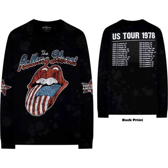 The Rolling Stones Unisex Long Sleeve T-Shirt: US Tour '78 (Back & Sleeve Print) - The Rolling Stones - Produtos -  - 5056170698221 - 