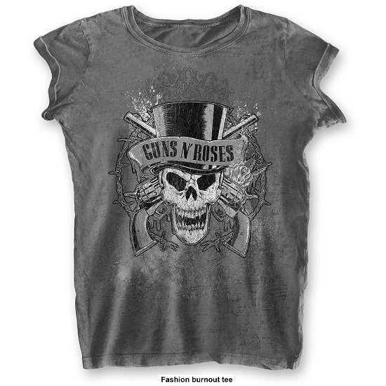 Guns N' Roses Ladies T-Shirt: Faded Skull (Burnout) - Guns N Roses - Koopwaar -  - 5056561032221 - 