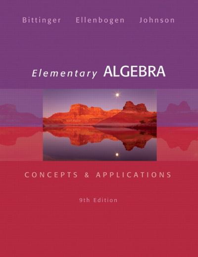 Cover for Bittinger · Elementary Algebra (Book) (2012)