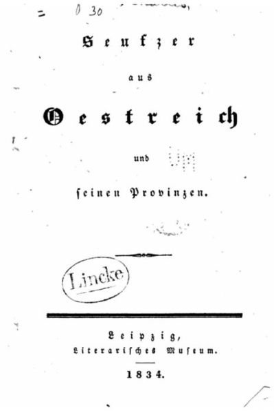 Cover for Charles Sealsfield · Seufzer aus Oestreich und seinen Provinzen (Paperback Book) (2016)
