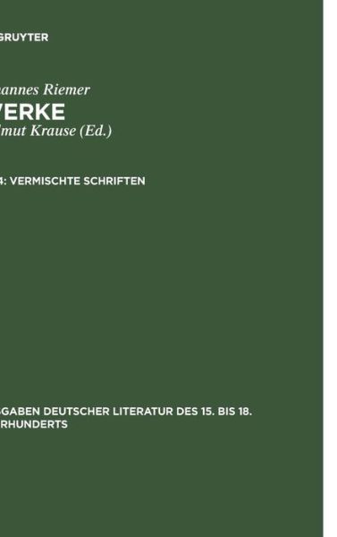 Cover for Riemer · Werke.4 (Book) (1987)