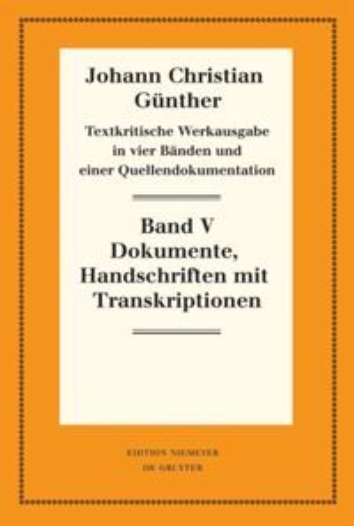Cover for Günther · Textkritische Werkausgabe.05/1 (Book) (2015)