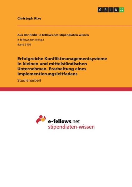 Cover for Rixe · Erfolgreiche Konfliktmanagementsys (Book)