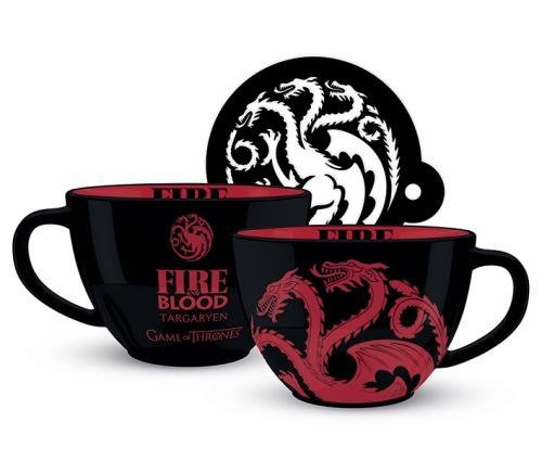 Targaryen Cappuccino Mug & Stencil - Game of Thrones - Merchandise - GAME OF THRONES - 5050574253222 - 28. juni 2019