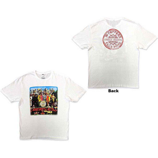 Cover for The Beatles · The Beatles Unisex T-Shirt: Sgt Pepper (Back Print) (T-shirt) [size M] [White - Unisex edition]