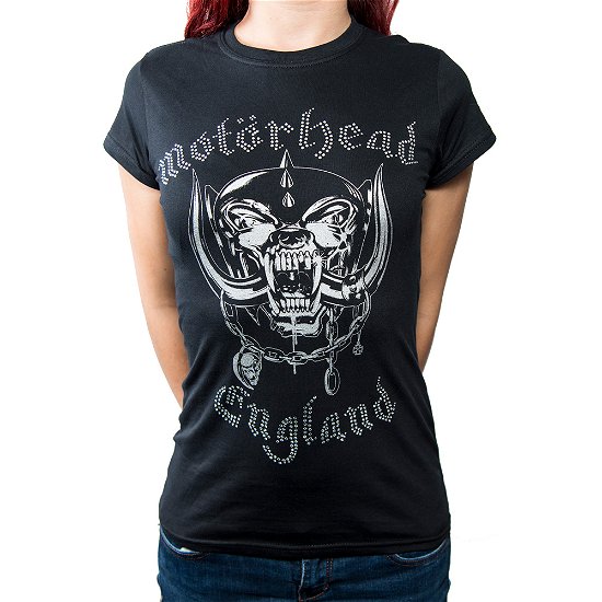Motorhead Ladies T-Shirt: England (Embellished) - Motörhead - Produtos - Global - Fashion - 5055979958222 - 