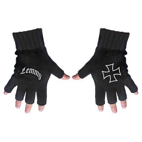 Lemmy Unisex Fingerless Gloves: Logo & Iron Cross - Lemmy - Merchandise - Razamataz - 5056170620222 - 