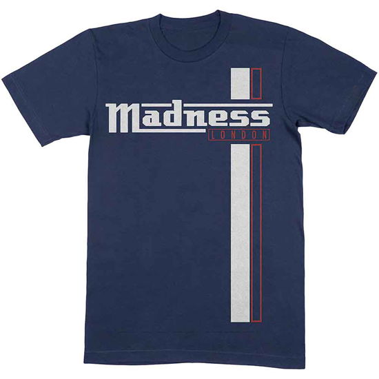 Cover for Madness · Madness Unisex T-Shirt: Stripes (T-shirt) [size L] [Blue - Unisex edition]