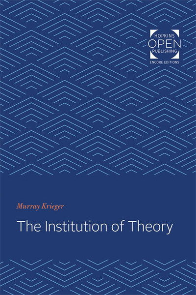 Cover for Murray Krieger · The Institution of Theory (Paperback Book) (2020)